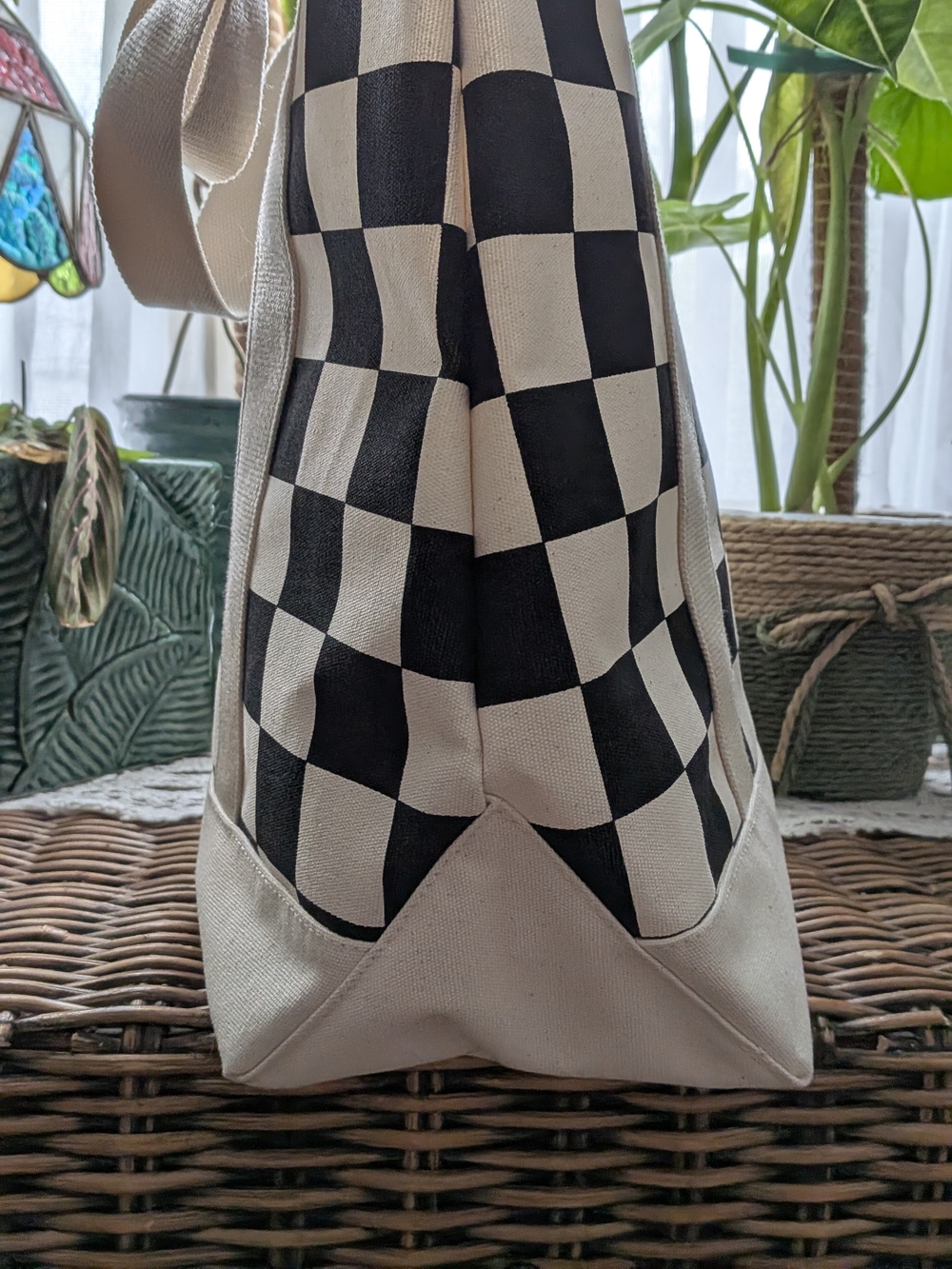 Vans Black and Cream Checkerboard Tote Bag - Picture 4 of 5